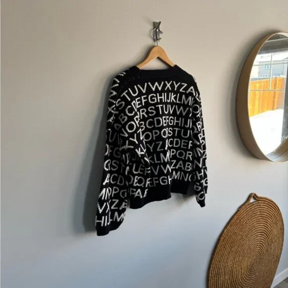 Fashion nova medium Trendy Black and White Lettered Cardigan - Picture 12 of 13